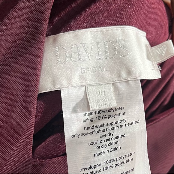 David’s bridal Flutter sleeve crisscross mesh Wine Bridesmaid Dress - Picture 4 of 6